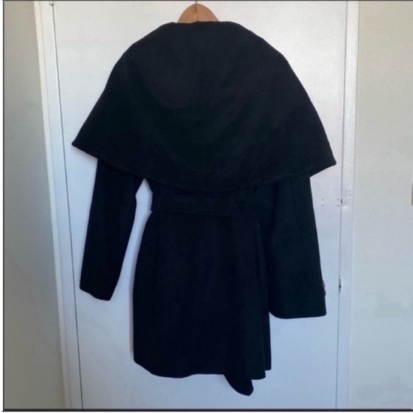 T TAHARI Wool Blend Belted Wrap Coat - Black - Picture 7 of 12